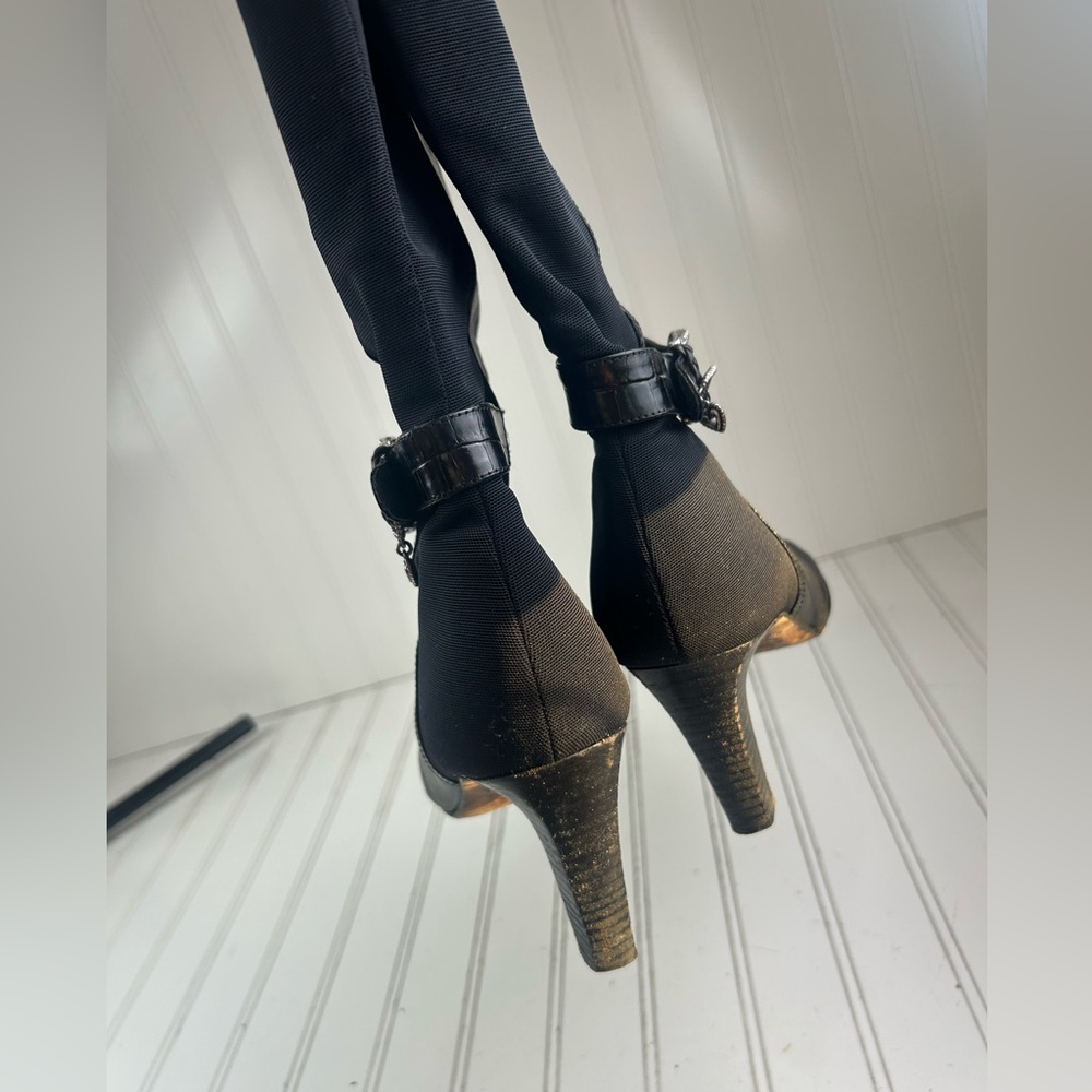 Brighton Italian Vintage Rachel Black Leather Nylon Boots Womenโs Size 8M - Picture 9 of 13